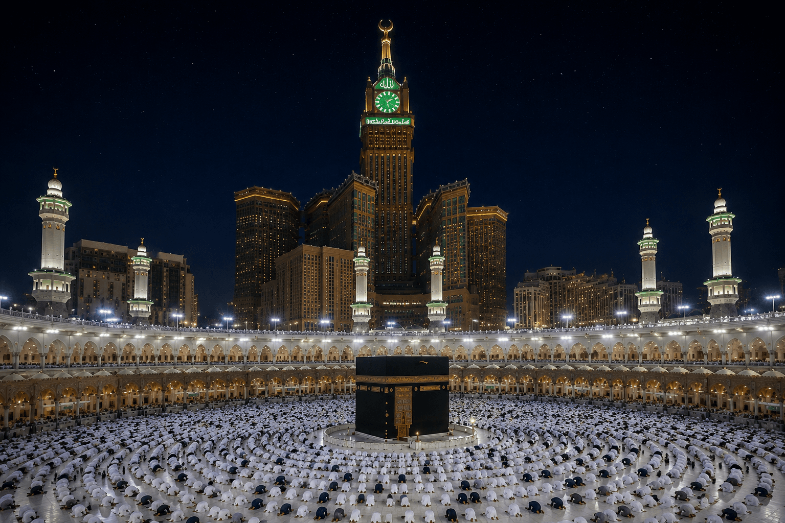Kaaba and Makkah illuminated at night